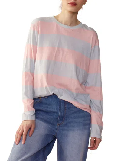Cynthia Rowley Women's Wide Stripe Cotton T-shirt In Pink Blue