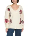 Cynthia Rowley Wool & Cashmere-blend Motif Cardigan In Neutral