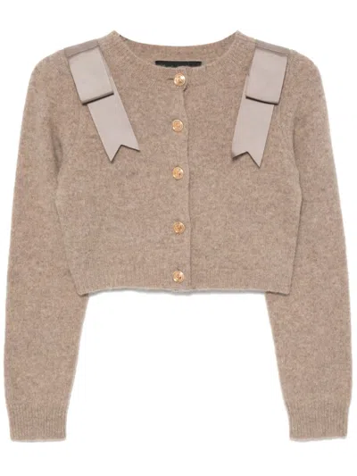 Cynthia Rowley Wool Cropped Cardigan In Neutrals
