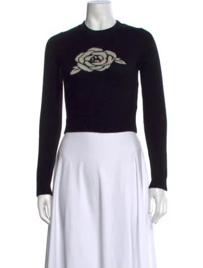 Pre-owned Cynthia Rowley Wool Graphic Print Sweater In Black