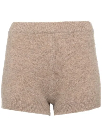 Cynthia Rowley Wool Knit Shorts In Neutrals