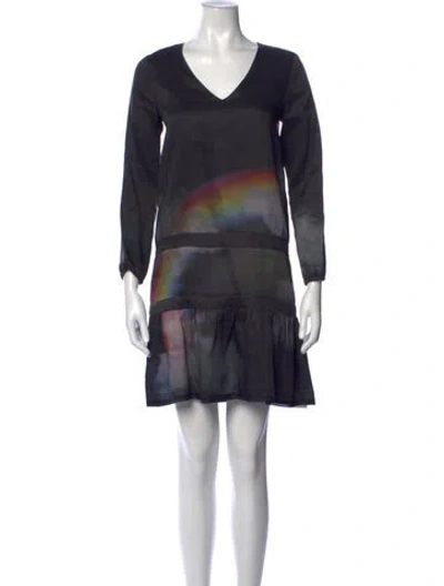 Pre-owned Cynthia Rowley Wool Mini Dress In Black/blue