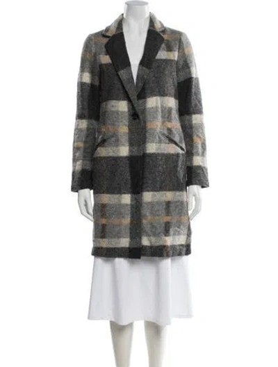 Pre-owned Cynthia Rowley Wool Plaid Print Blazer In Green