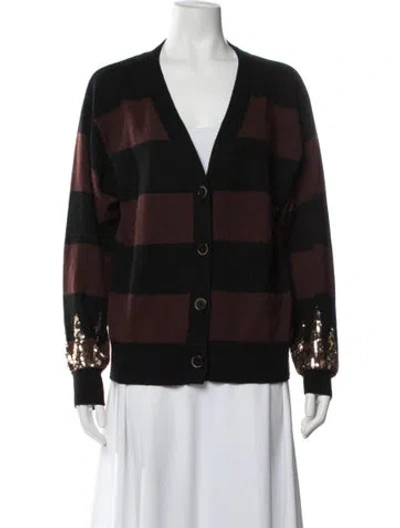 Pre-owned Cynthia Rowley Wool Striped Sweater In Black