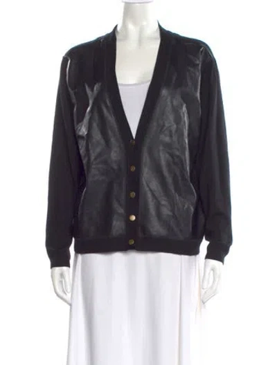 Pre-owned Cynthia Rowley Wool V-neck Sweater In Black