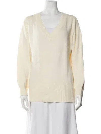 Pre-owned Cynthia Rowley Wool V-neck Sweater In Neutral