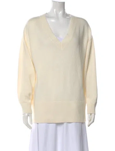 Pre-owned Cynthia Rowley Wool V-neck Sweater In Neutral