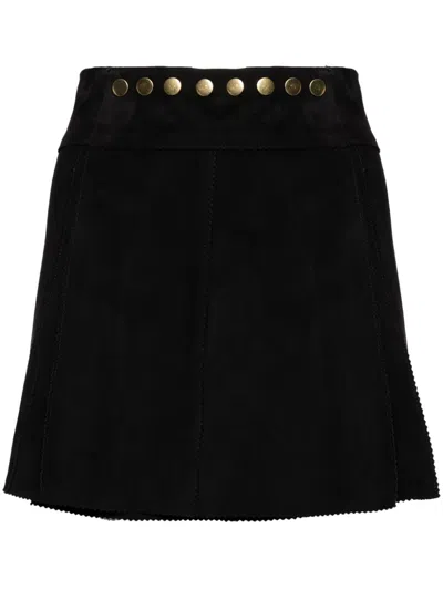 Cynthia Rowley Wrapped Suede Skirt In Black