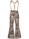 Cynthia Rowley Zebra-print Flared Ski Trousers In Brown