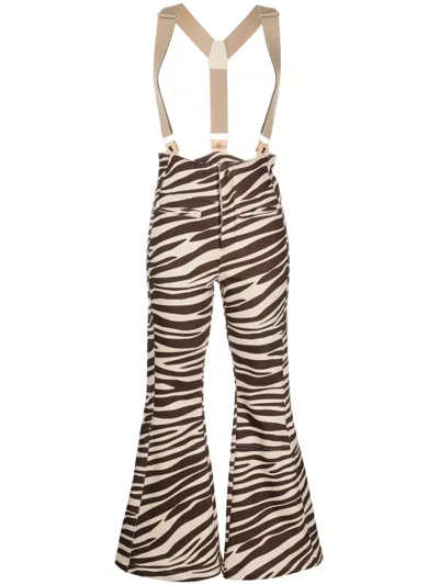 Cynthia Rowley Zebra-print Flared Ski Trousers In Brown