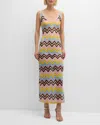Cynthia Rowley Zig-zag Crochet Maxi Tank Dress In Yellow Multi