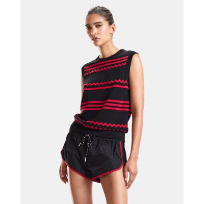 Cynthia Rowley Zigzag Knitted Tank In Blue