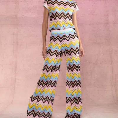 Cynthia Rowley Zigzag Knit Pants In Pink