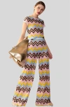 Cynthia Rowley Zigzag Knit Pants In Yellow Multi