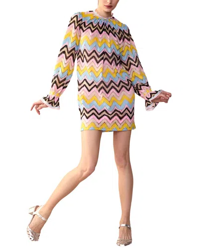 Cynthia Rowley Zigzag Knit Shift Dress In Yellow