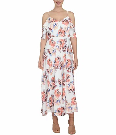 Cynthia Steffe Floral Maxi Dress In White/orange In Multi