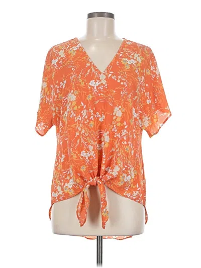 Pre-owned Cynthia Steffe Short Sleeve Blouse In Orange
