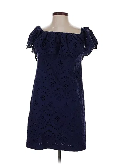 Pre-owned Cynthia Steffe Short Sleeve Top Blue Strapless Neckline Tops