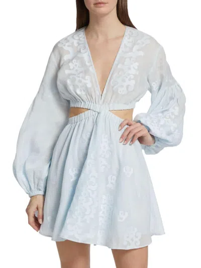 Cynthia Steffe A. L.c. Women's Irene Puff Sleeve Mini Dress In Ice Water