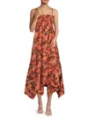 Cynthia Steffe A. L.c. Women's Print Handkerchief Hem Midi Dress In Orange Multi