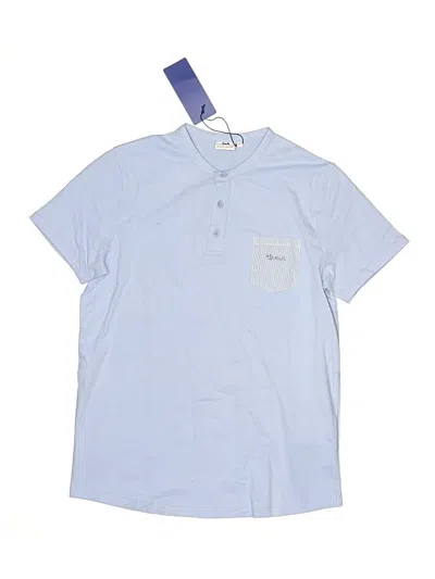 Pre-owned Cyrillus Kids' Short Sleeve Henley Shirt In Blue