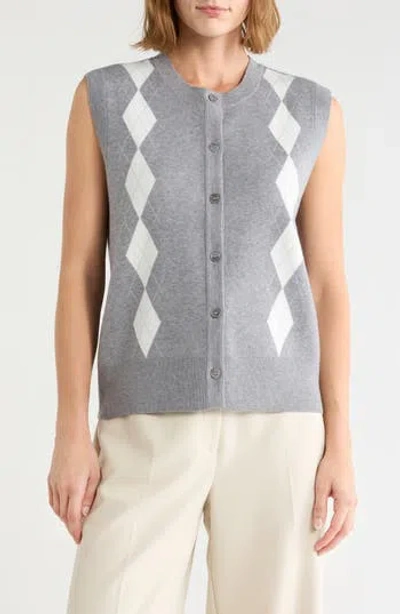 Cyrus Argyle Sweater Vest In Shadow Grey