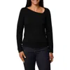 Cyrus Asymmetric Neck Long Sleeve Top In Black
