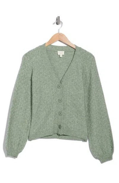 Cyrus Bow Cable Knit Cardigan In Green