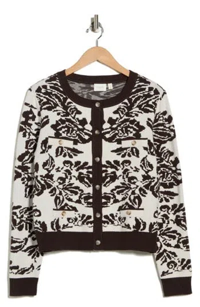 Cyrus Boyfriend Jacquard Cardigan In Brown