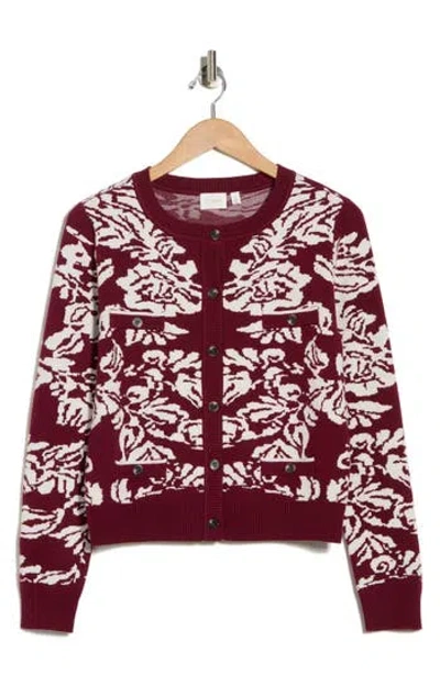 Cyrus Boyfriend Jacquard Cardigan In Red