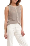 Cyrus Button Front Sleeveless Sweater In Brown