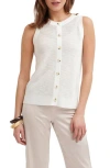 Cyrus Button Front Sleeveless Sweater In White