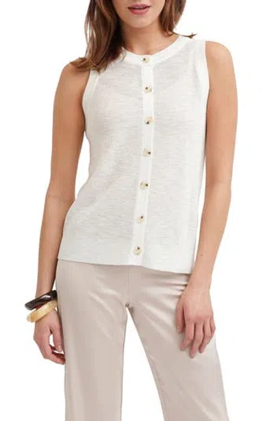 Cyrus Button Front Sleeveless Sweater In White