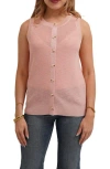 Cyrus Button Front Sleeveless Sweater In Pink