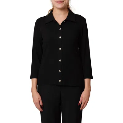 Cyrus Buttoned Ribbed Knit Top In Black