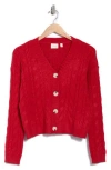 Cyrus Cable Knit Crop Cardigan In Red