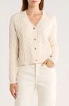 Cyrus Cable Knit Crop Cardigan In White