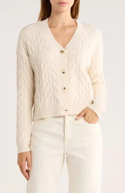 Cyrus Cable Knit Crop Cardigan In White