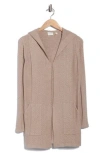 Cyrus Cable Knit Hooded Cardigan In Neutral