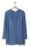 Cyrus Cable Knit Hooded Cardigan In Blue