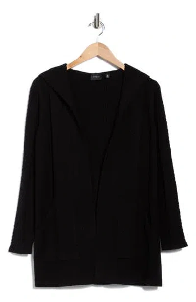 Cyrus Cable Knit Hooded Cardigan In Black
