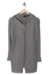Cyrus Cable Knit Hooded Cardigan In Gray