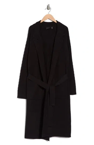 Cyrus Cable Knit Longline Duster In Black