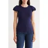 Cyrus Cap Sleeve Rib Top In Black