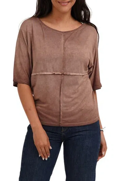 Cyrus Checkboard Stitch Jersey Top In Brown