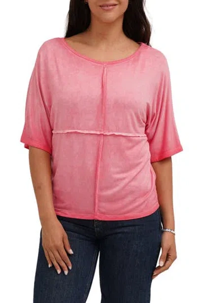 Cyrus Checkboard Stitch Jersey Top In Red