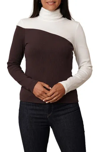 Cyrus Colorblock Rib Knit Top In Brown