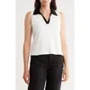 Cyrus Contrast Johnny Collar Sleeveless Top In White