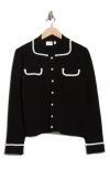 Cyrus Contrast Trim Button Front Cardigan In Multi