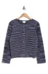 Cyrus Crewneck Button Front Cardigan In Blue